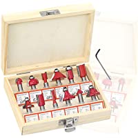 Hezhu Juego de fresas HM de 12 piezas- fresas de perfil para fresadora- fresadora de madera- fresadora de madera- juego…